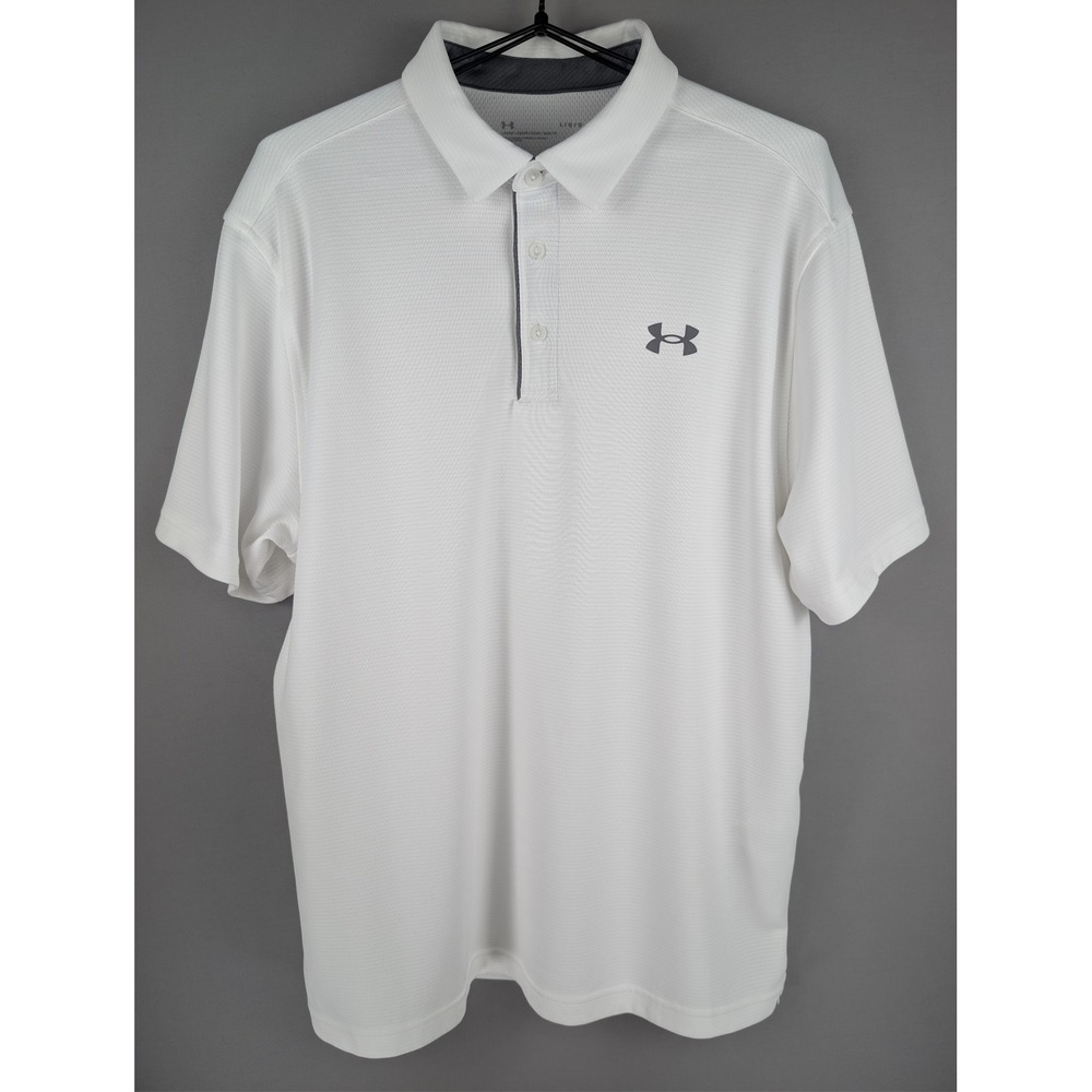 Under Armour Moisture-Wicking White Relaxed Golf Polo - L
